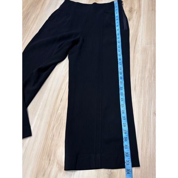 ALC Wide Leg Crop Trousers sz 2 Black 22" Inseam Side-Zip Viscose - Picture 13 of 16